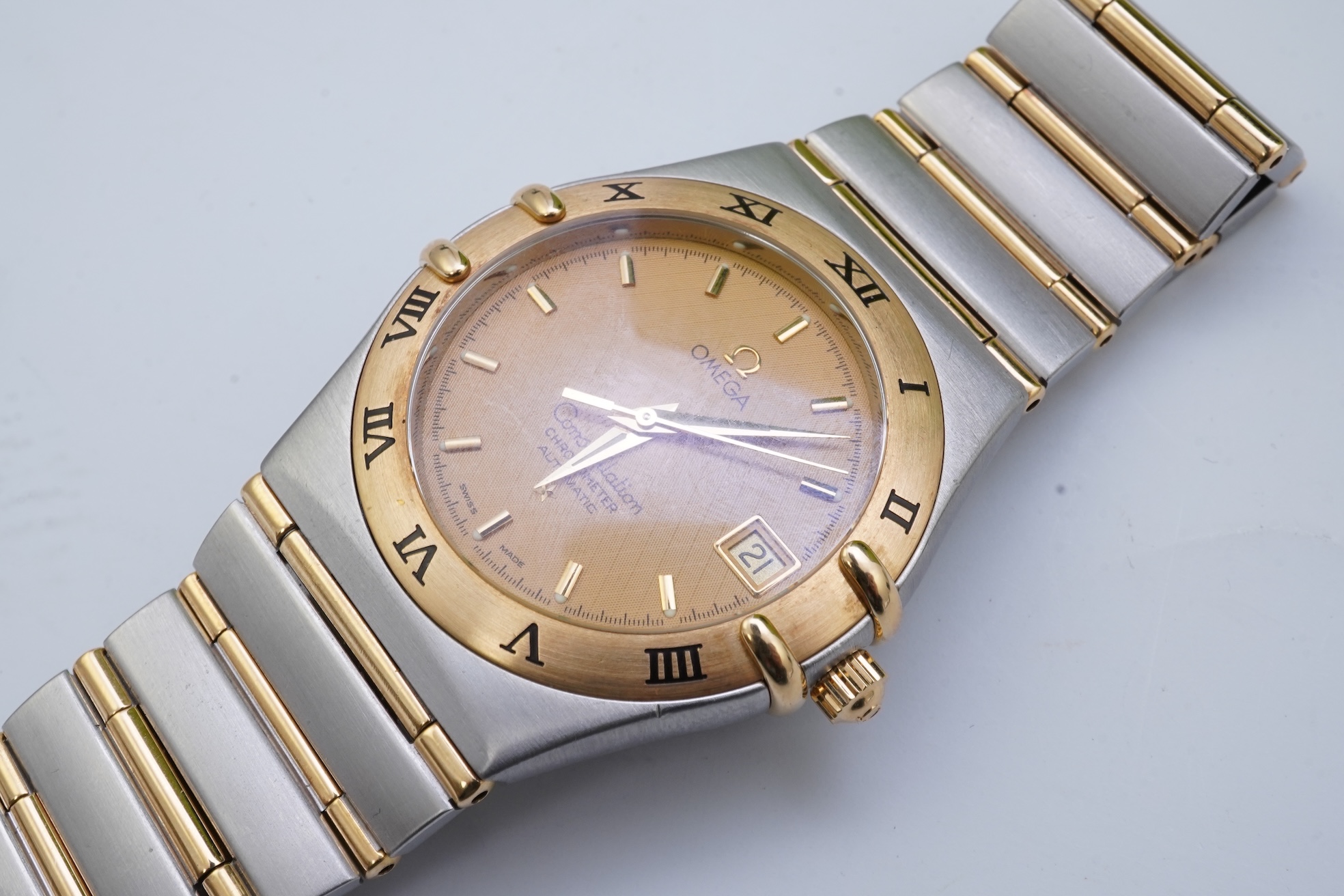 A gentleman's late 20th century steel and gold Omega Constellation Chronometer Automatic wrist watch
